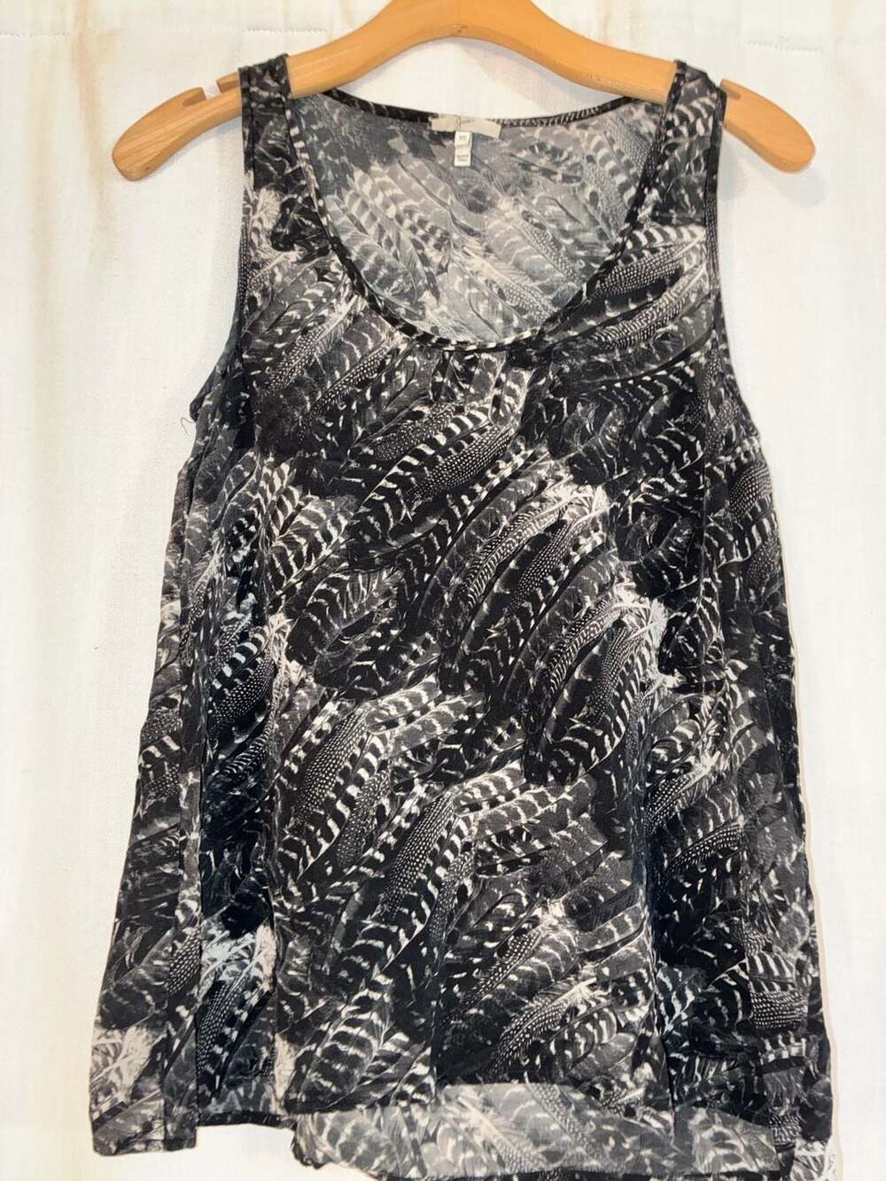 Joie 100% Silk Feather Print Sleeveless Tank Top XS